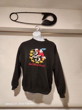 Walt Disney World Black 25th Anniversary Mickey Crewneck Sweatshirt